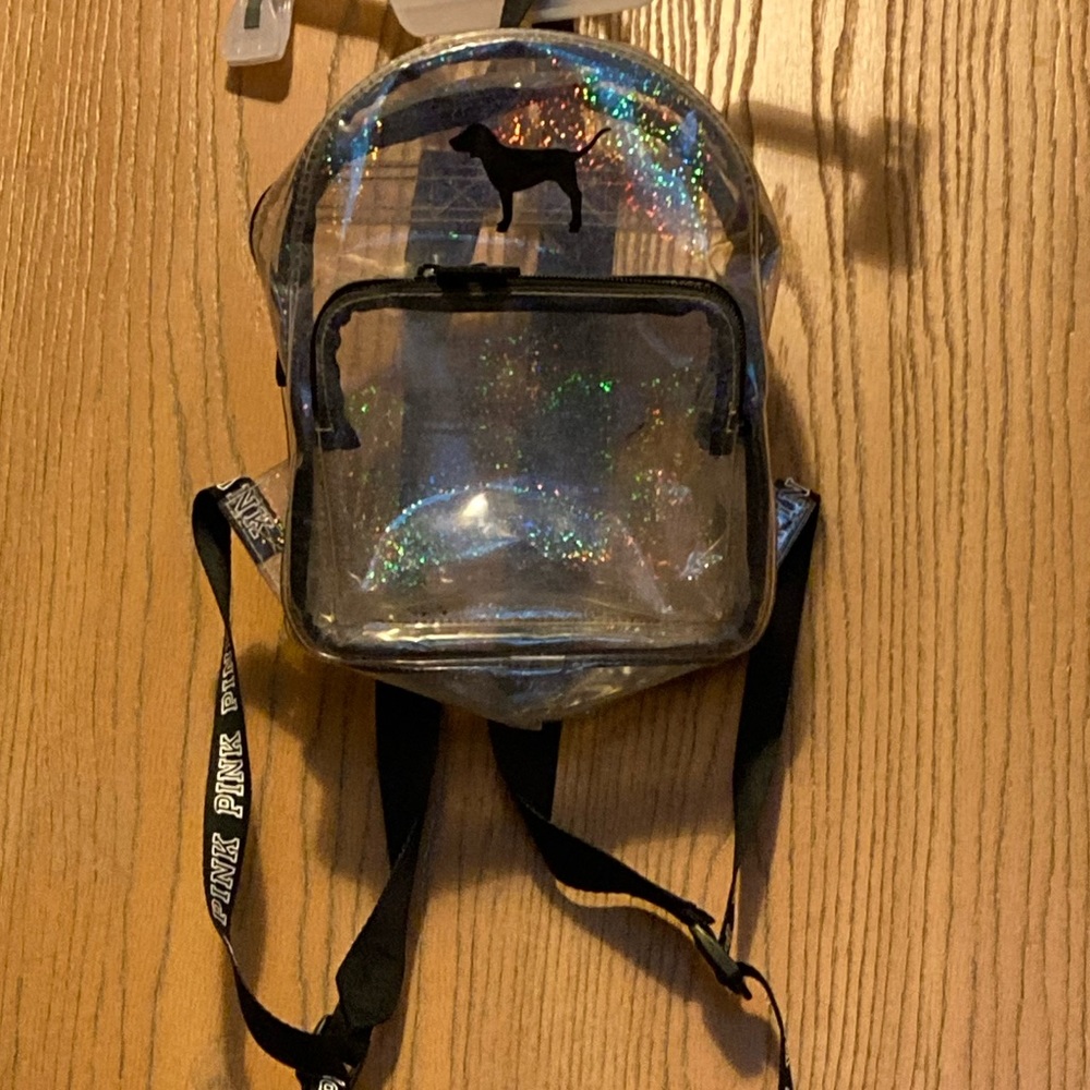 Small purse size back pack.  Clear/glitter